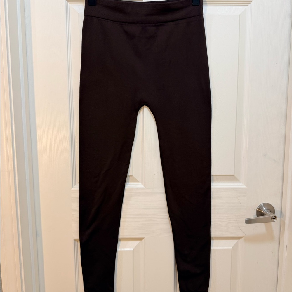 Sofra Brown Fleece Lined Plus Size Leggings